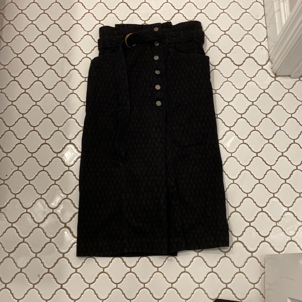 Ulla Johnson Black Midi Skirt with Belt